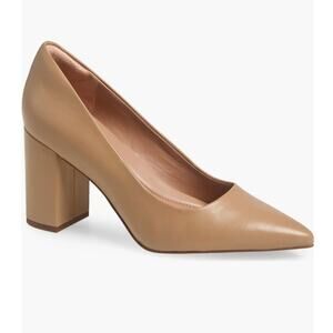 Nordstrom Poppy Leather Pumps 7 Tan Nude NWOT Heels Capsule Career Academia